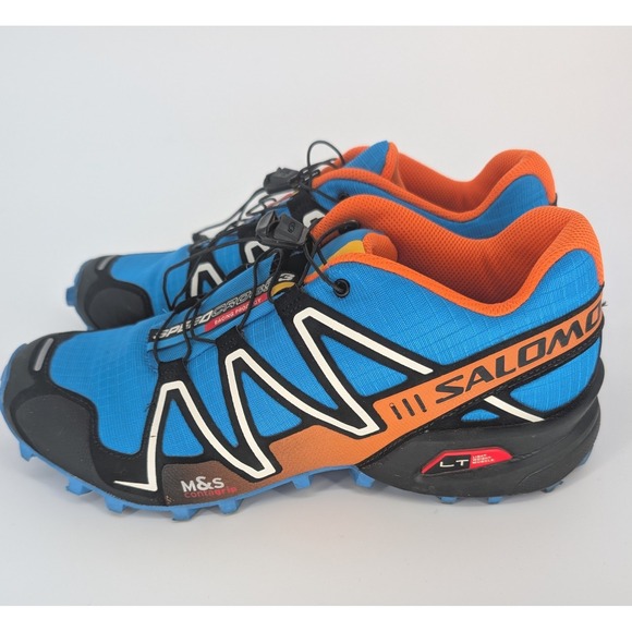 Salomon Speedcross 3 Men 9 Blue Orange Trail Running Shoes Outdoor Hiking Tech - Picture 3 of 11